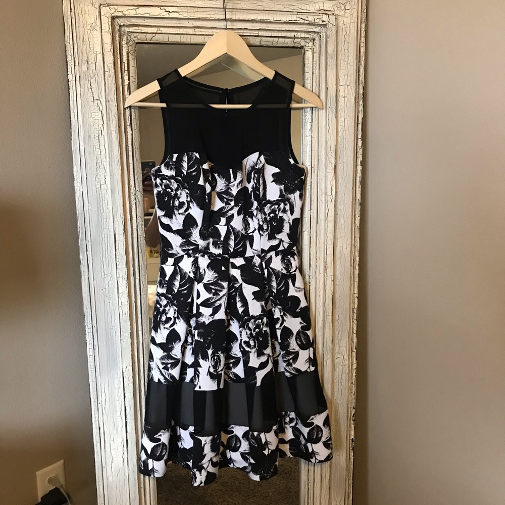 Black and white floral dress